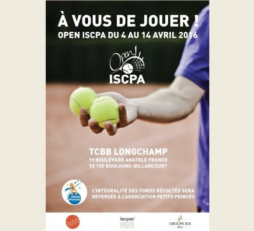 Le tournoi de tennis &laquo; Open ISCPA &raquo; s&rsquo;engage du 4 au 14 avril 2016 pour faire r&ecirc;ver les enfants malades