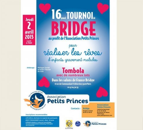 Tournoi de bridge solidaire le 2 avril 2015 !