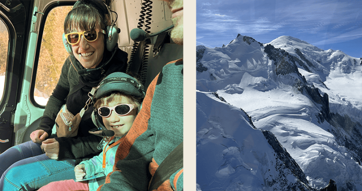 Éléonore survole le Mont-Blanc en hélicoptère