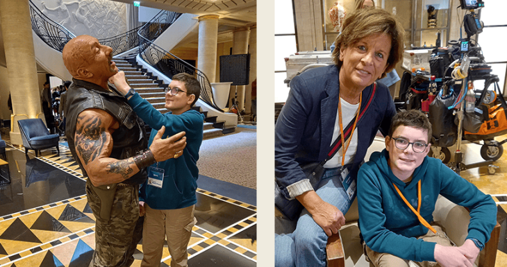 Alexis au tournage du film Marsupilami